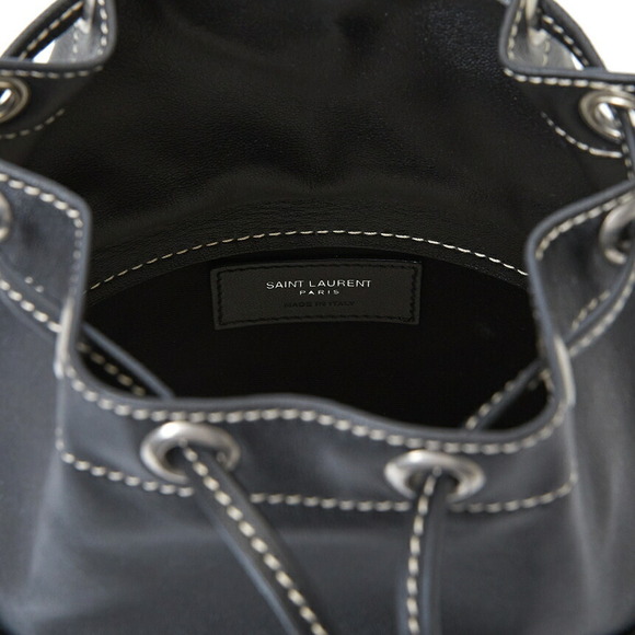 Saint Laurent Bahia Embellished Leather Bucket Bag Black - Picture 10 of 10